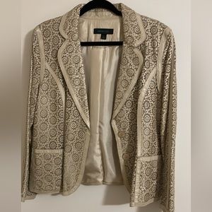 Cream leather blazer